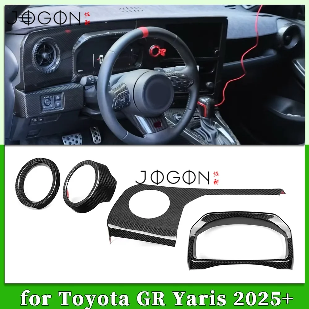 4Pcs LHD Carbon Car Center Speedometer Dash Side Air Vent Driver's Side Panel Cover Trim Accessories For Toyota GR Yaris 2025+