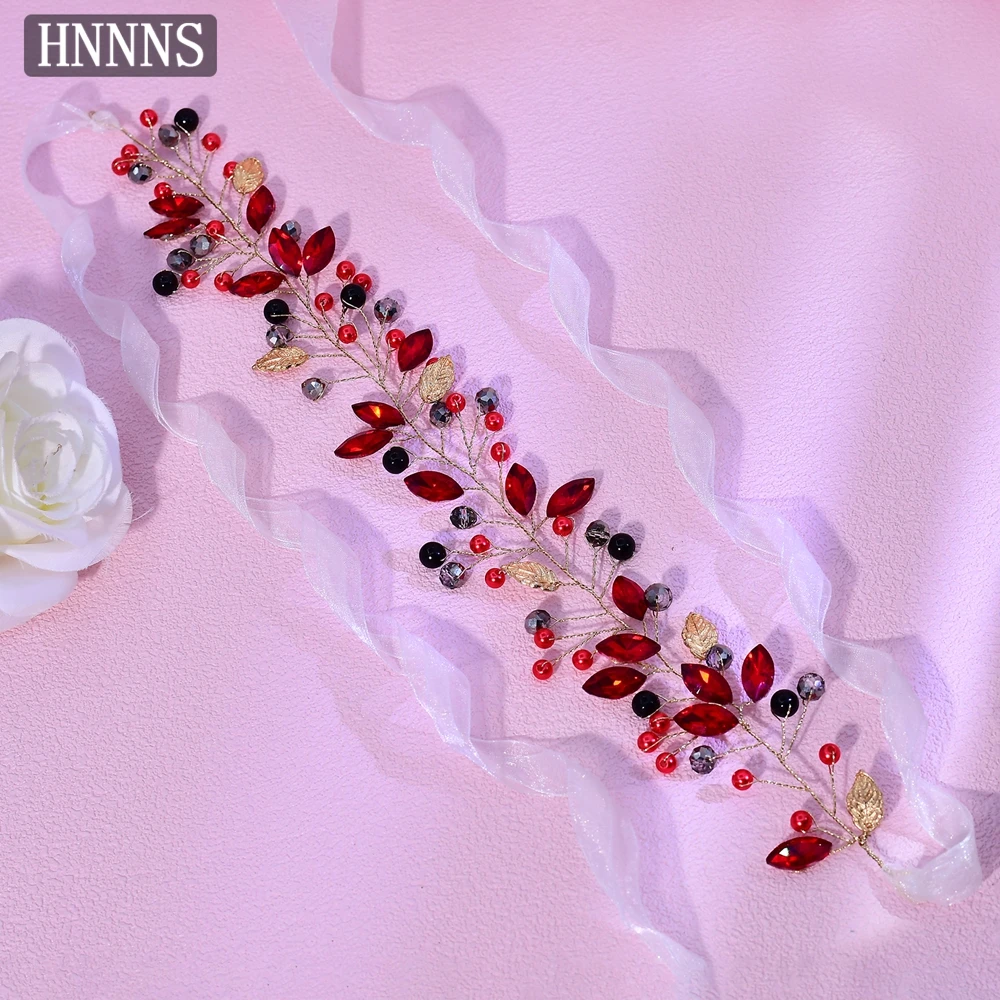 

HNNNS Wedding Dress Belt Rhinestone Alloy Leaf Woman Sash Bridal Dress Belt Evening Gown Belts Party Wedding Accessories SA233