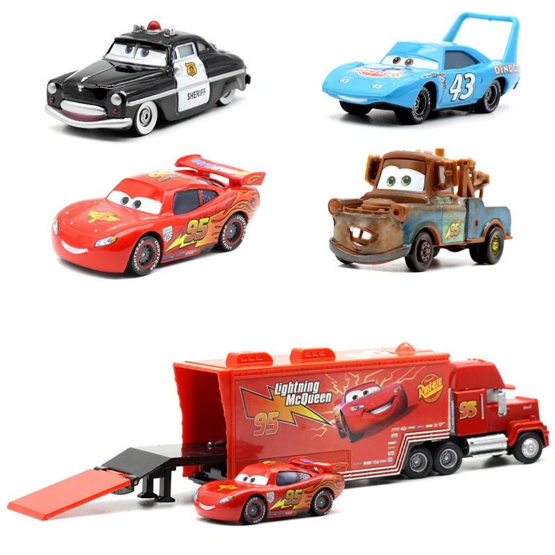 

Disney Pixar Car Toy Lightning McQueen The King 1:55 Diecast Mini Model Toy Car and Uncle Mack Truck For Children Christmas Gift