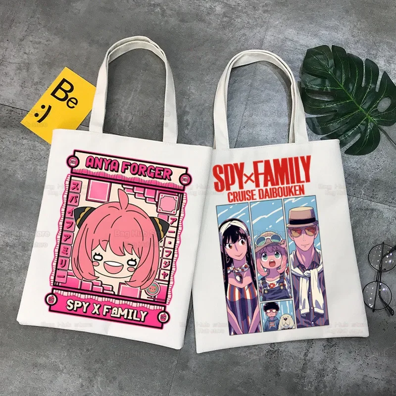 Spy X Family-Bolso de lona para compras, bolsa de mano de lona, con diseño de la familia espía, Anya, Smug, Yor Forger, Loid, Forger