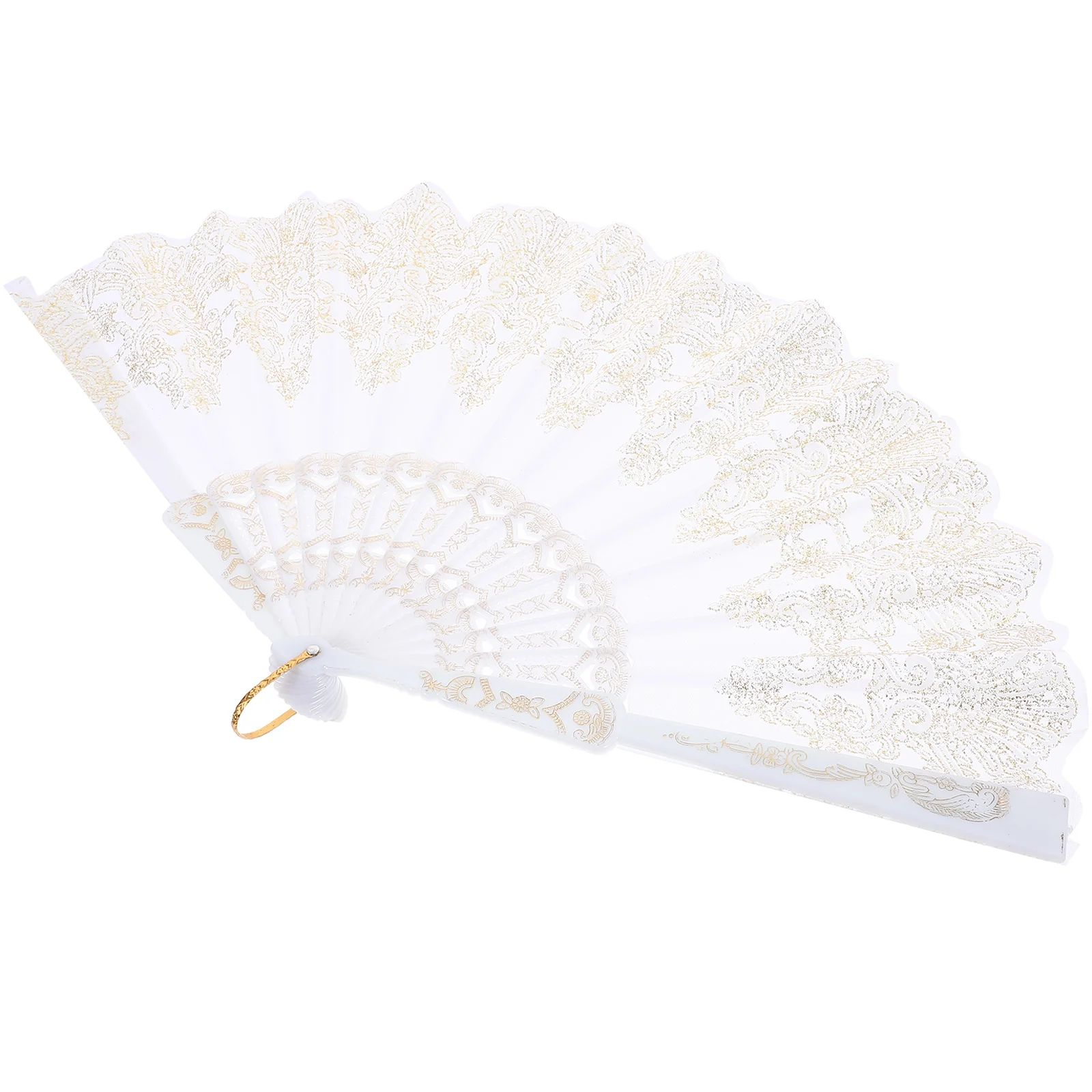 Handheld Fan Ceiling with Light Printed Folding Chinese Fans Mini Vintage White Women's Man