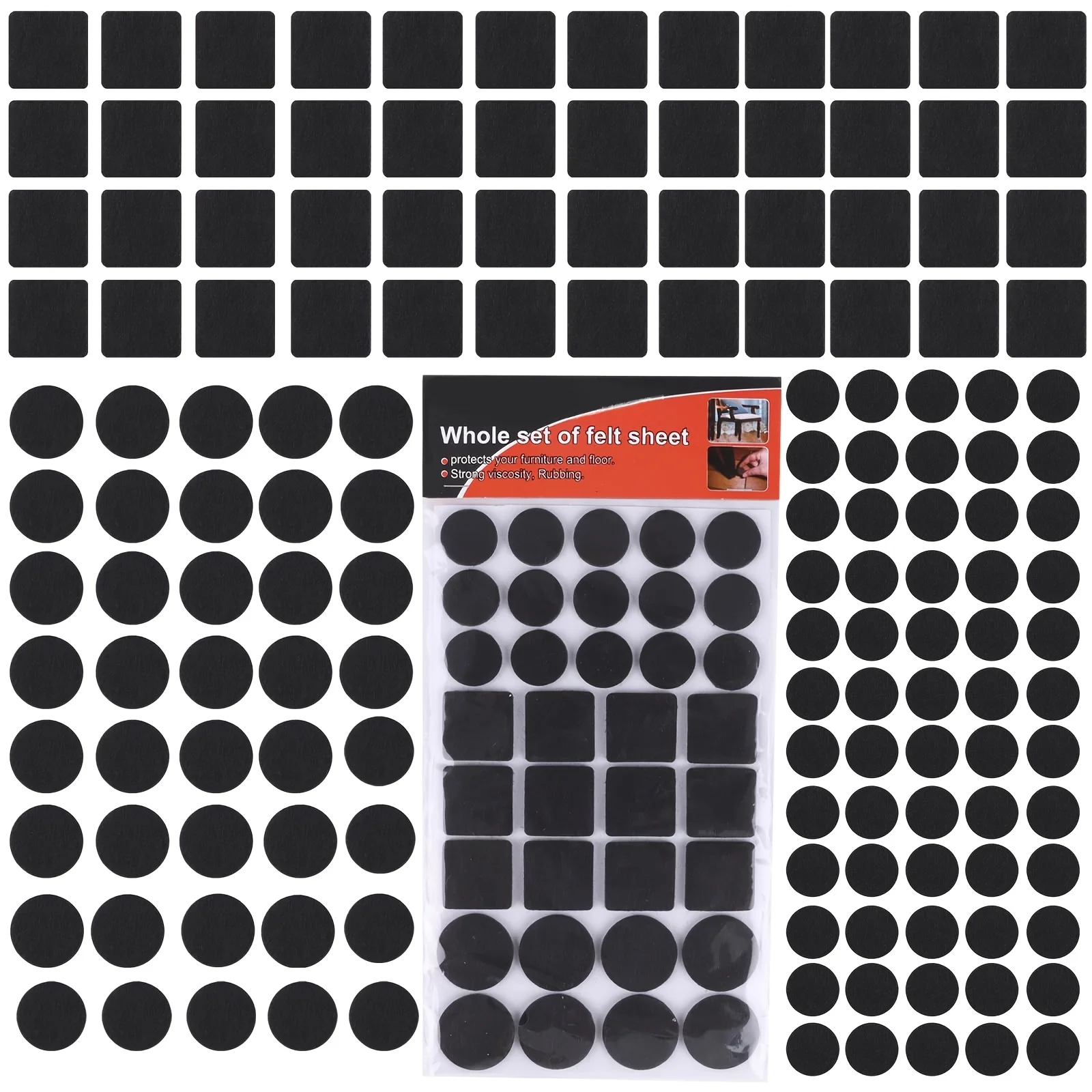 140PCS Black Felt Furniture Pads Round Assorted Sizes Value Pack for Protecting Hardwood Floors
