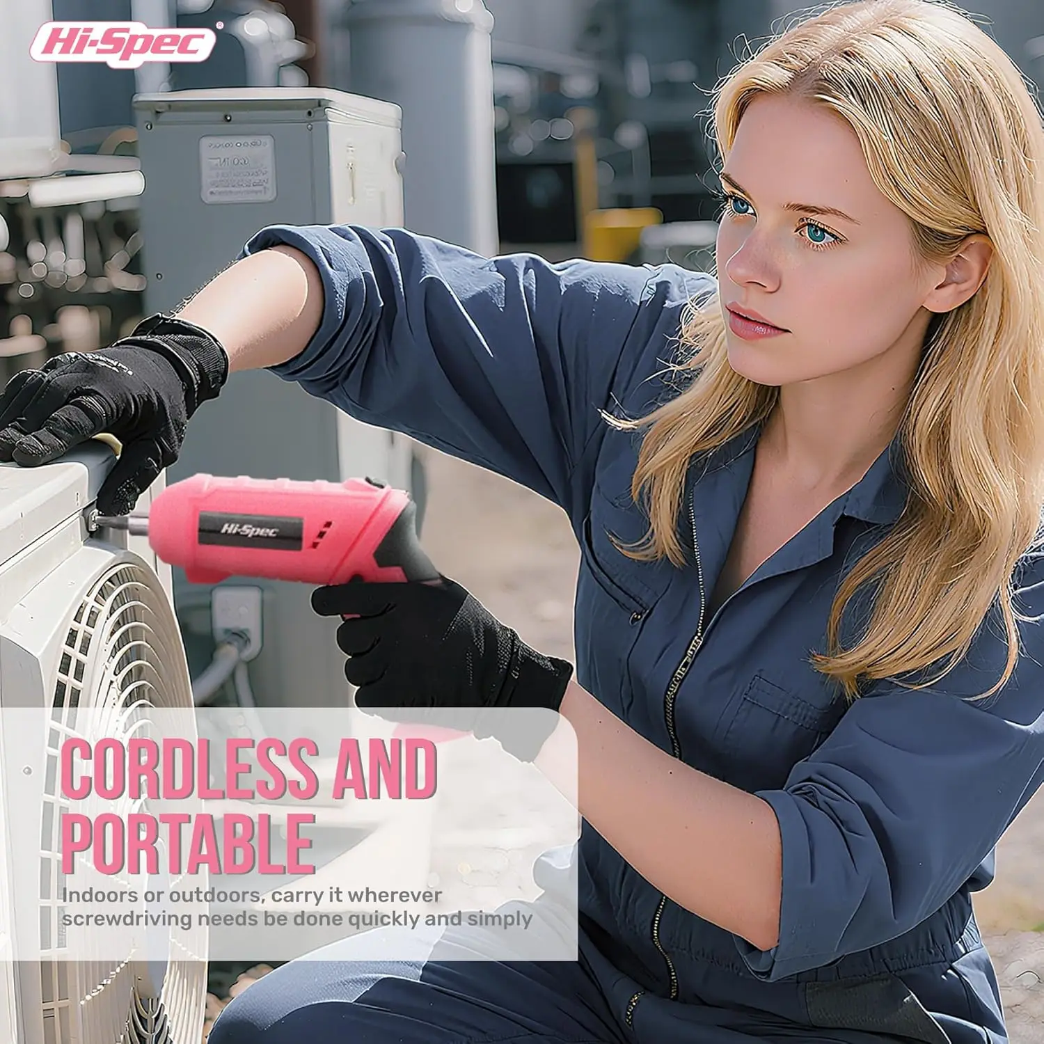 42 peças de chave de fenda elétrica e kit de ferramentas sem fio USB rosa 4V em estojo compacto