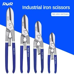 RUR Iron Sheet Scissors Tin High Carbon Steel Metal Snip Aviation Scissor Metal Cutting Iron Plate Cut Scissor Industrial Tools