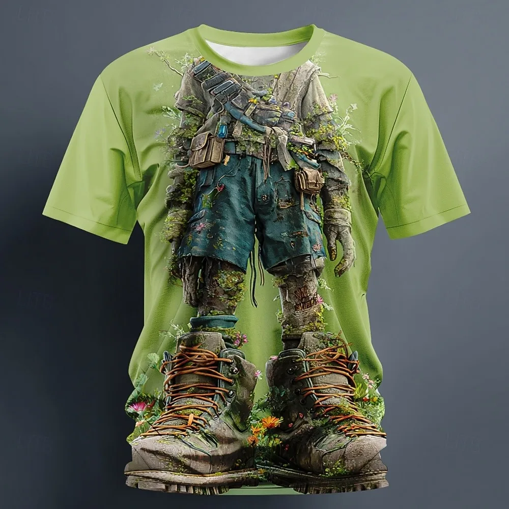 

Halloween Men's Optical Illusion Zombies Short Sleeve T shirt 3D Print Crew Neck Shirt Designer Horror Party Street Holiday tops