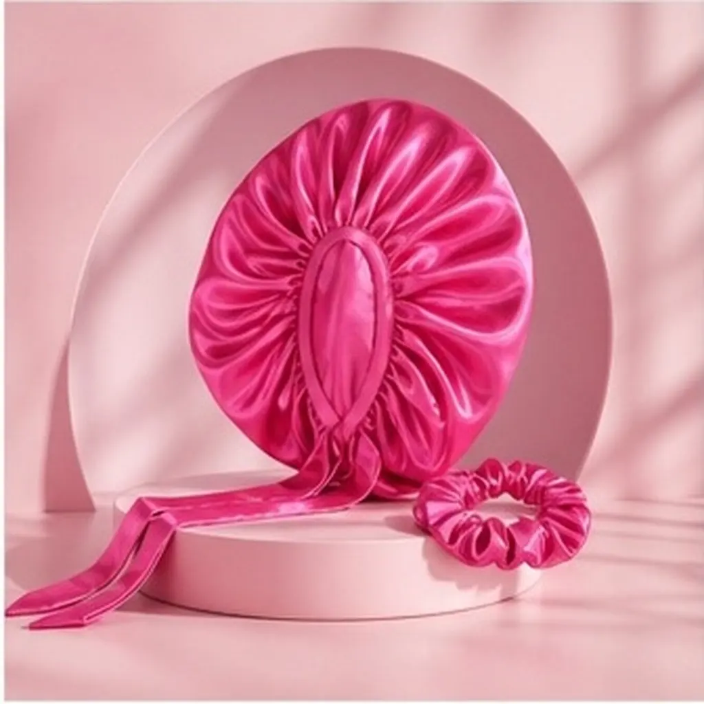 1Set Long Satin Sleep Hat Convenient Elastic Hair Wrap for Women with Braids Curls Extensions Yoga Gym Sleeping