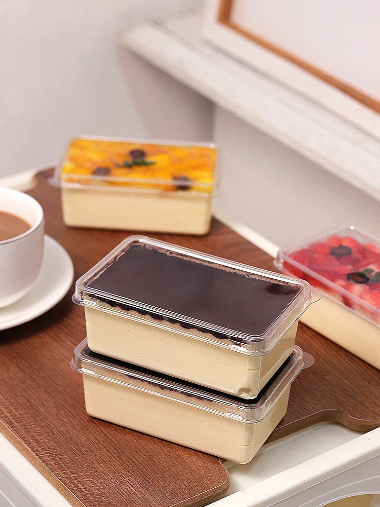 Scatola per torte Tirsu usa e getta trasparente con coperchio Scatola per analcolazione di torte in mousse Dert per fornitori di strada Pasticceria a base di soia al latte