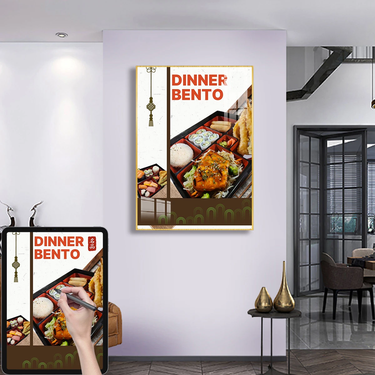 custom photo 1pcs A4-A3-A2 HD printing canvas No frame Food Restaurant Advertising Poster -Personalized Dining Scene Decor Wall