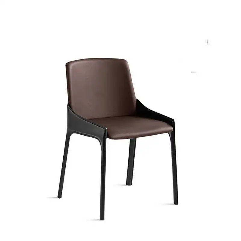 

Nordic Home Dining Chair Modern Simple Saddle Leather Restaurant Light Luxury Backrest Cafe Hotel Clubhouse Negotiation