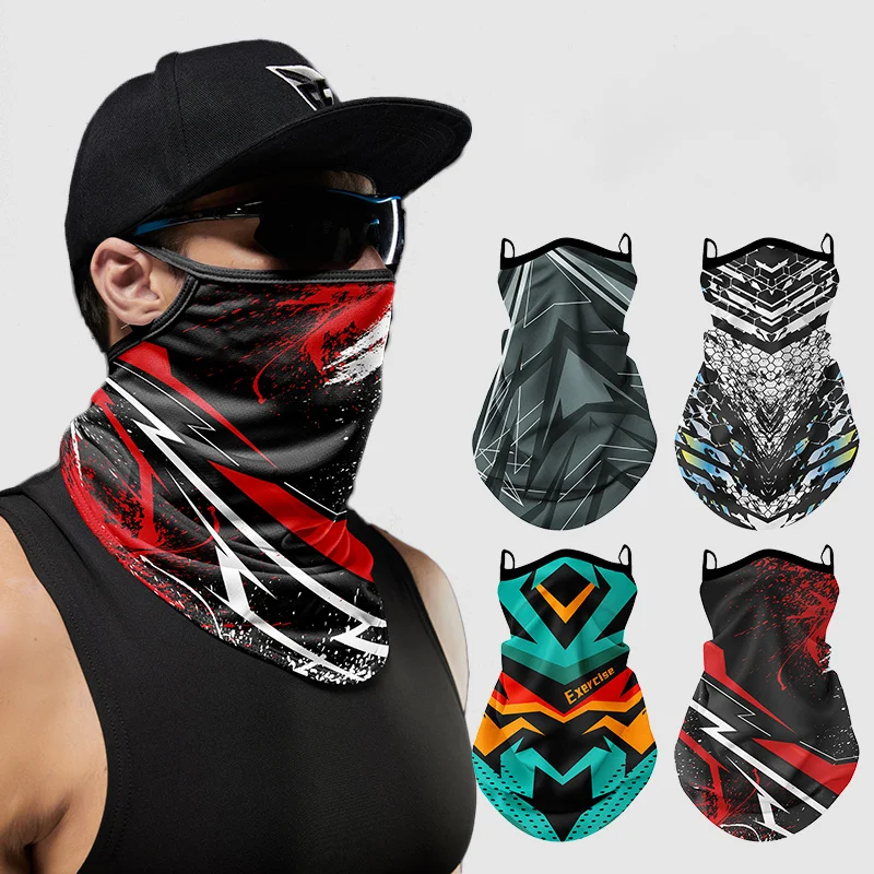 

Bicycle Riding Mask Motorcycle Hood Summer UV Protection Winter Windproof Neck Scarf Triangle Ear Sports Bandana Half Face Mask