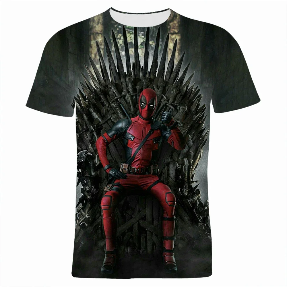 Miniso 2024 New Summer T Shirt for Men Hero Deadpool 3D Printed Women's Clothing Cool Short Sleeve Children Tee Shirts