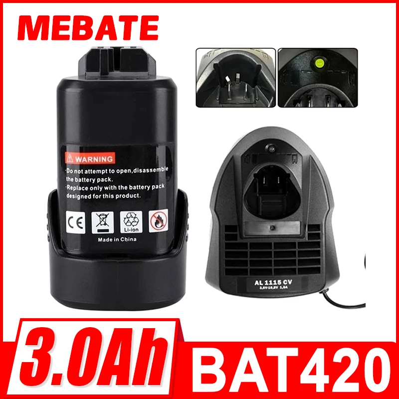 3.0Ah Li-ion BAT420 Replacement Battery for Bosch BAT411 12-Volt Max Battery BAT412A 2607336013 2607336014 BAT413 BAT411A