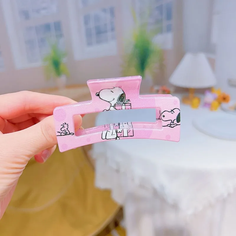 6/12pcs New Snoopy Hollowed Out Hair Clip Cute Girl's Back Hair Clip Shark Clip Kawaii Hair Accessory Gift