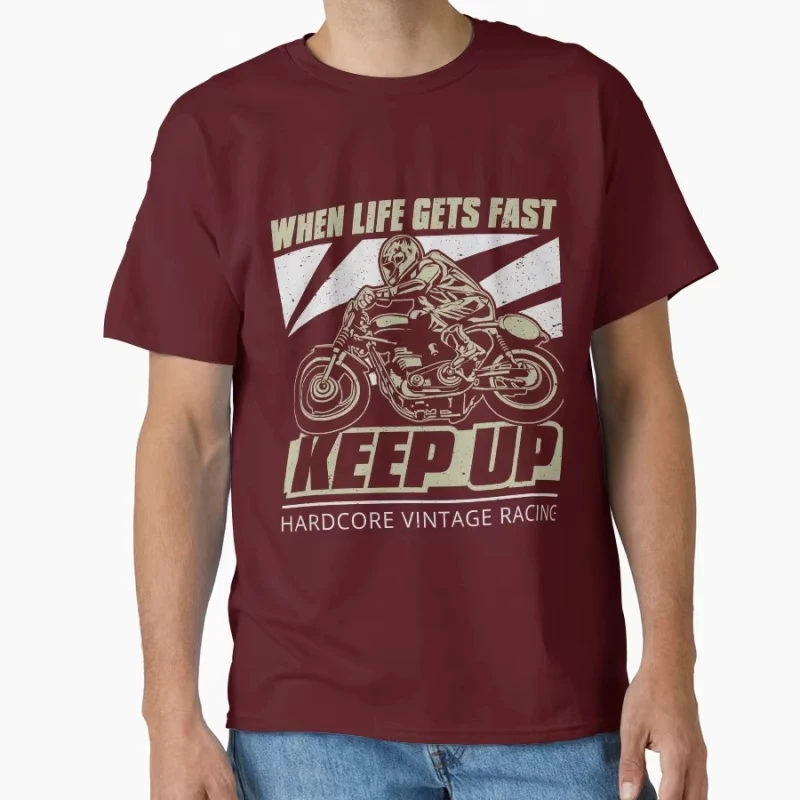 تي شيرت Keep Up Vintage للدراجات النارية Streetbike Speed Racing مضحك على الطرق المتسابق هدية لمحبي الدراجات النارية ملابس علوية كبيرة الحجم عتيقة #3