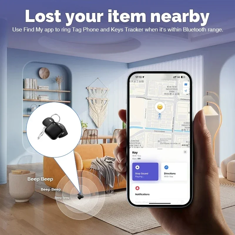 YP Bluetooth Tracker Kid Pet Key Finder Long Distance Smart Tag Tracker Work for Apple Find Anti Lost Reminder Device MFI Rated