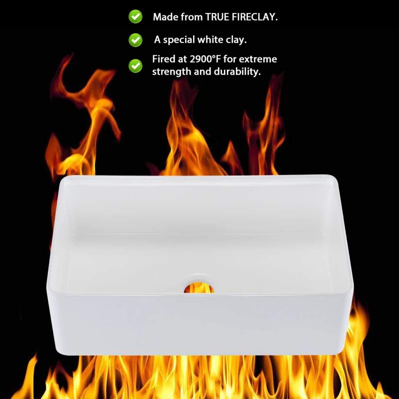 تصميم سهل المقاومة للخدش ومقاوم للخدش ومسار بقع المسار Fireclay 30 لتر × 20 وات محطة عمل المزرعة والمطبخ