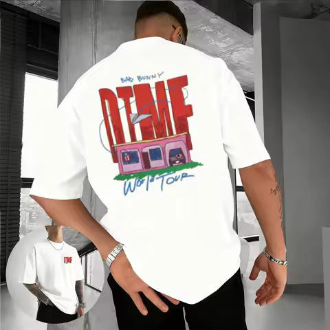 Singer Bad Bunny DTMF World Tour Peripheral Pure Cotton T-shirt for Men and Women Summer Fashion Casual Short Sleeved Shirt