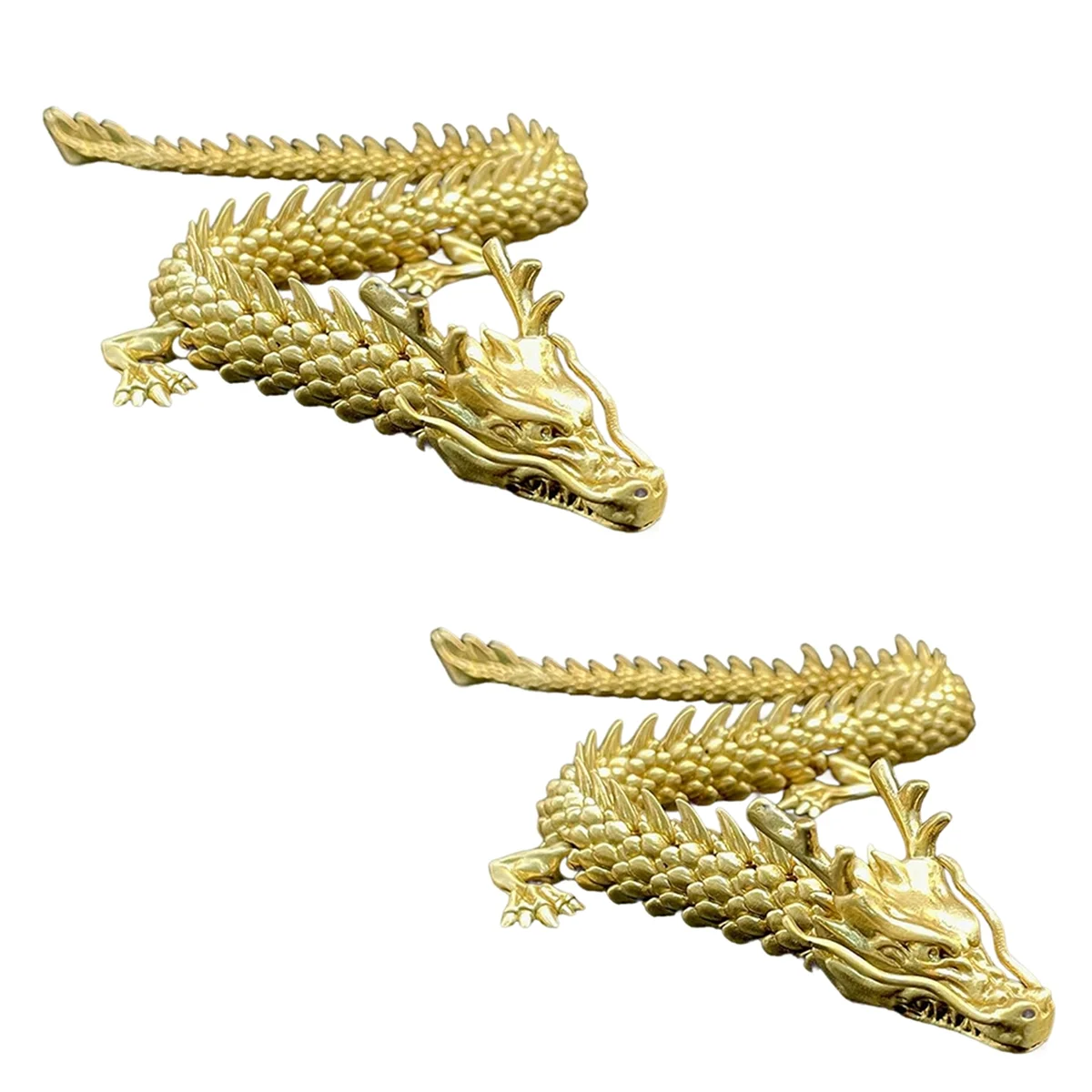 

2PCS Gold Dragon with Movable Joints, Chinese Zodiac Dragon Collectible Figurines Table Decor Ornament, 3D Dragon Statue