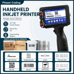 Phezer P16 12.7mm/25.4mm Handheld Inkjet Printer 28 Languages Batch Expiry Date QR Code Number Logo Expiry Label Coding Machine