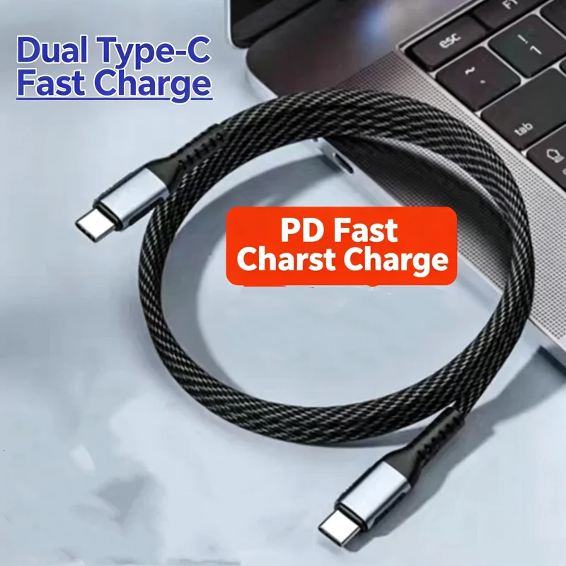 100W 5A PD Nylon Braided Type C to Type C Fast Charging Cable Anti-break Durable USB C Charging Cord For Laptop Cell Phone