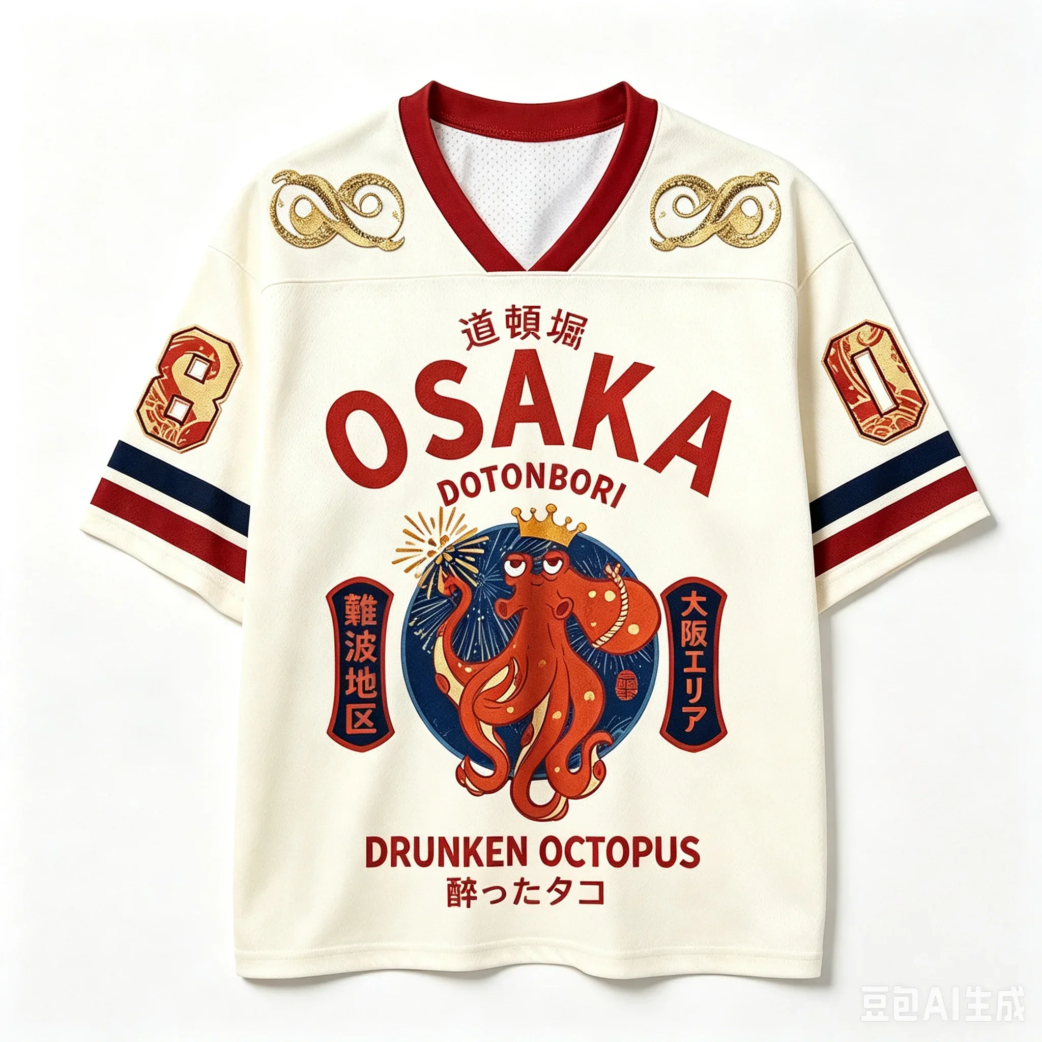 Japanisches klassisches Oktopus 3D-Druck Sport-Schnelltrocken-Herren-T-Shirt mit V-Ausschnitt, Outdoor, Streetwear, Casual, Original Subkultur Y2K, Elternkleidung – Detail 6