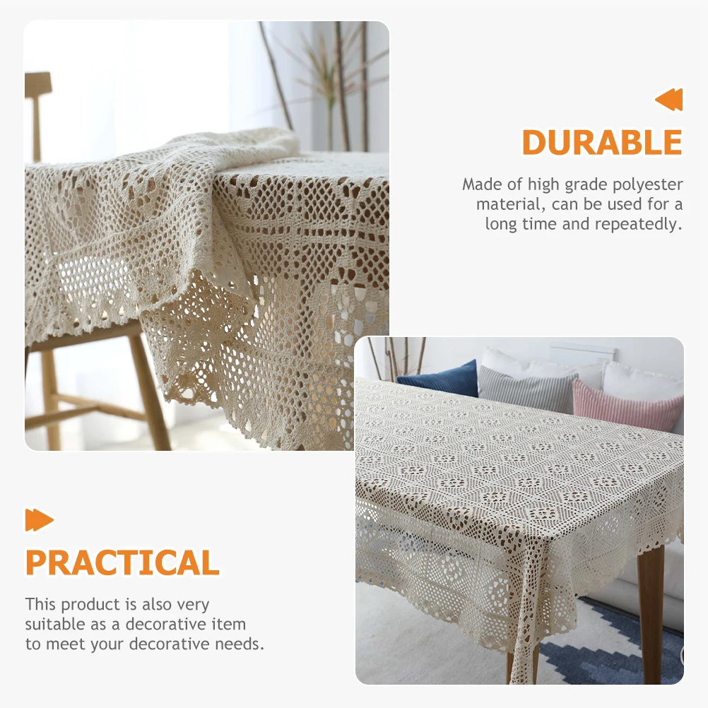 

Charming Hook Needle Tablecloth Polyester Reusable Dining Room Decor Buffet Party Shoe Cabinet Sideboard Table Cover