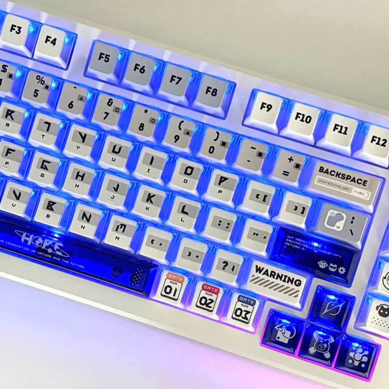 Future Life Theme Keycaps Transparent Cherry Profile Keycap 150/160 Key PBT Key Caps for Game Mechanical Keyboard Accessories