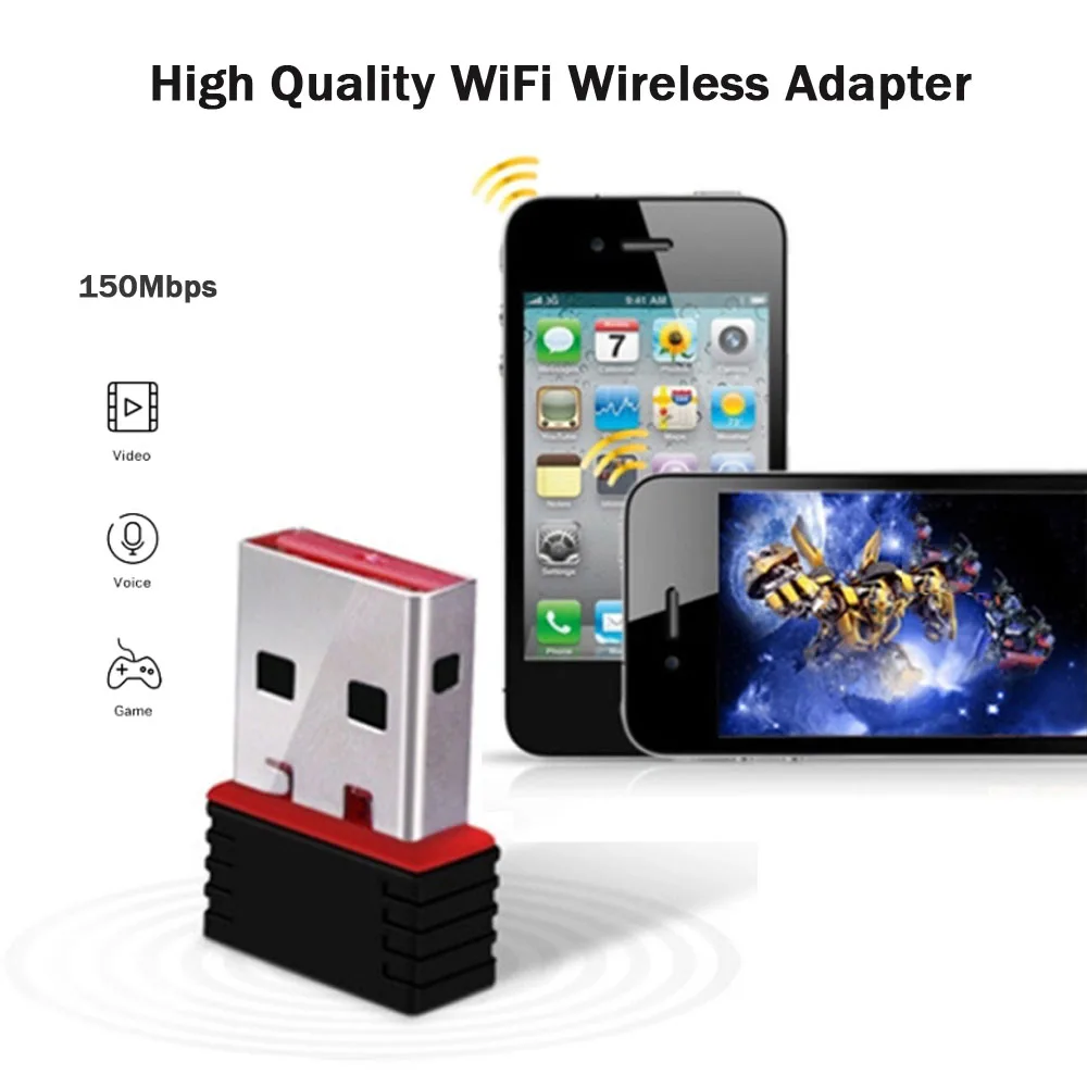 Wireless 2.4G USB LAN Receiver Network Card 150Mbps USB WiFi Adapter 802.11N MT7601 Chip RTL8188 For Computer Desktop PC Laptop