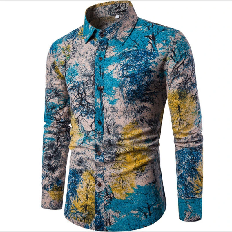 Nouvelles Chemises d'Automne pour Hommes 3D Baroque à Manches Longues, Chemise de Soirée de Luxe à Col Revers, Hauts Oversize, T-shirts Homme, Vêtements d'Automne 2024