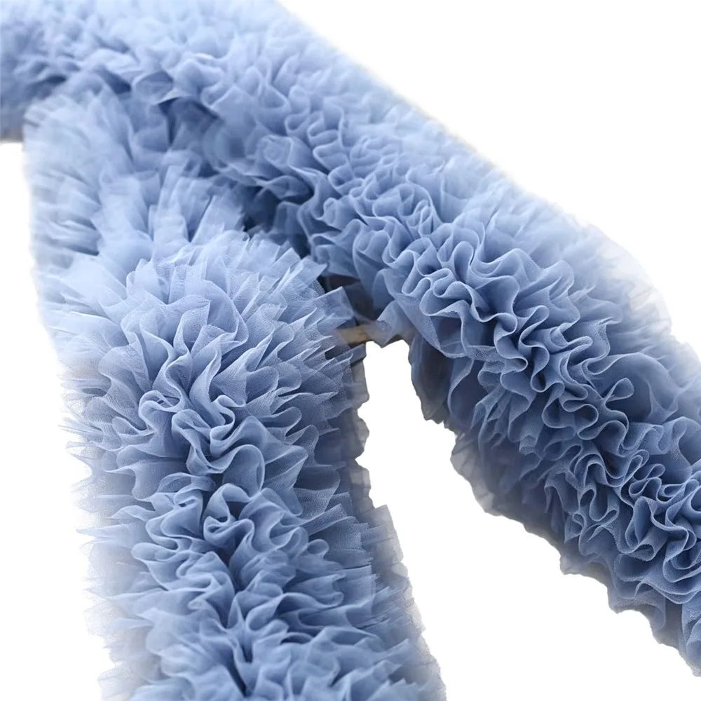 Decorative Material 1 Yard Mesh Lace Accessories 12cm Wide Puffy Texture Lace Trim Multicolor Mesh Material Lace Accessories