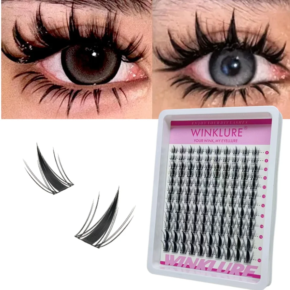 Rizos de pestañas hada de aspecto natural, estilo manga, extensión de pestañas en racimos, 120 piezas de 8-16 mm 3