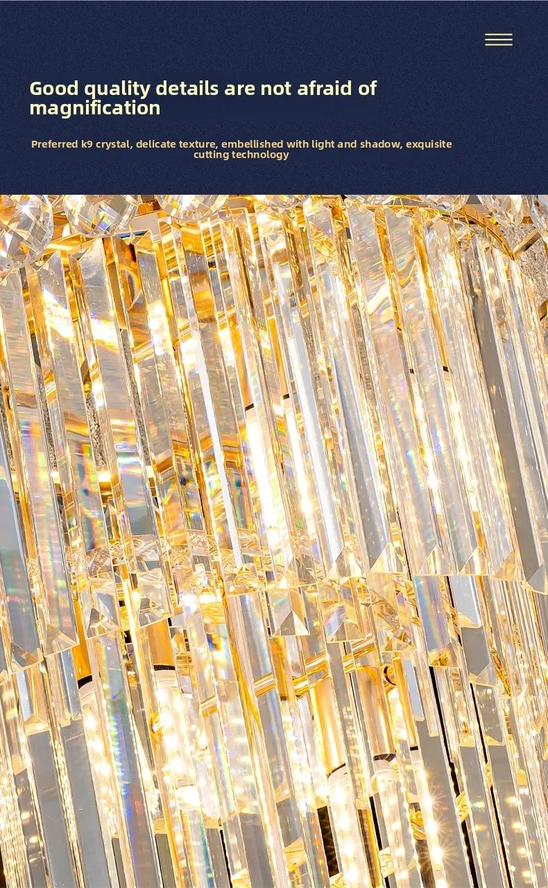 

Modern Stairs Staircase Light Lobby Hotel Long Big Large Led Luxury Gold Crystal Chandelier for Living Room