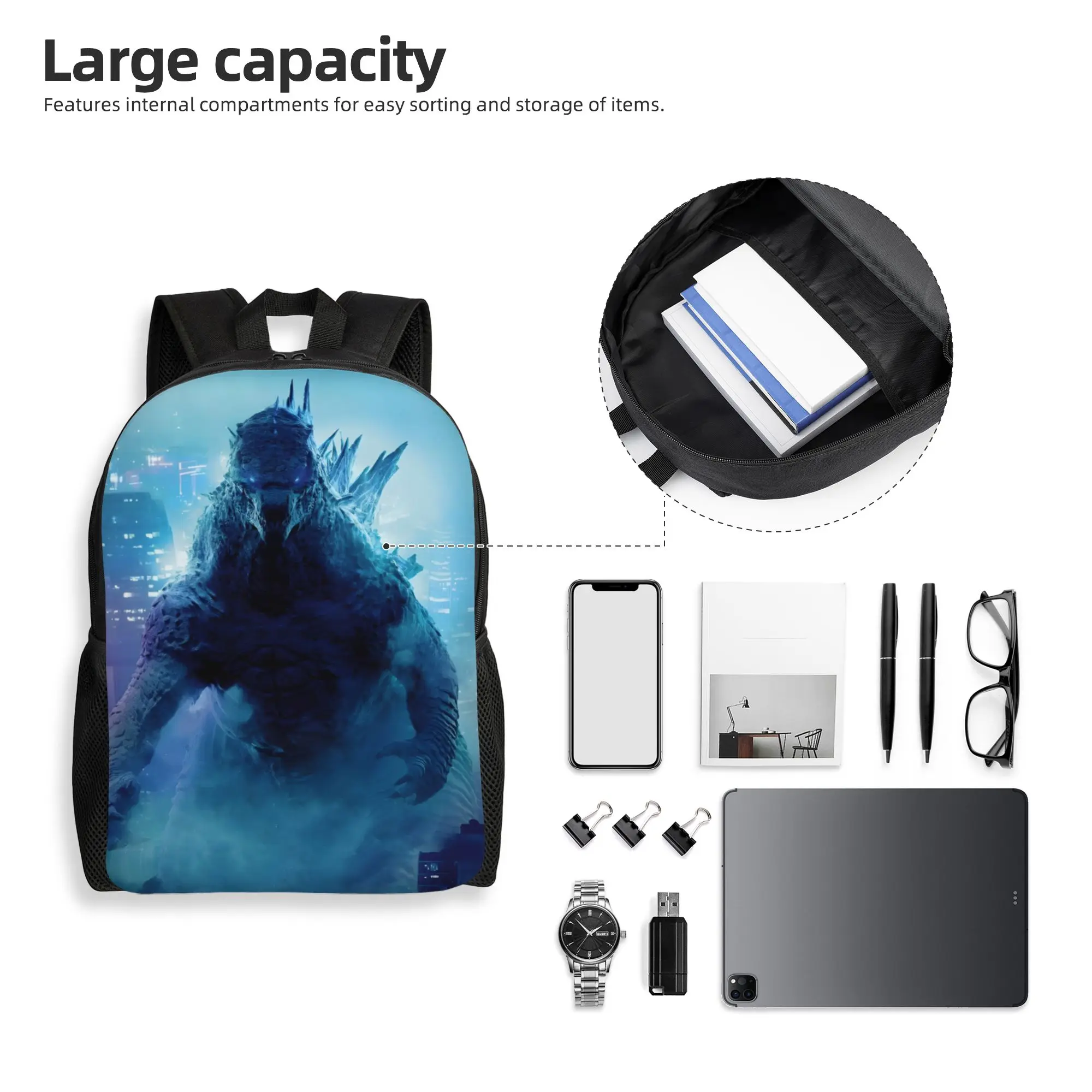 1Piece Backpack Ancient Beast New School Year Handbag Campus  Godzilla Birthday Gift New Term Starts - view 4