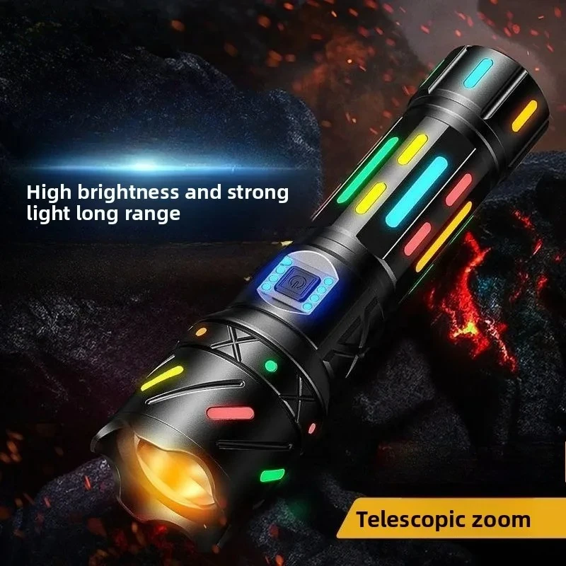 lampe-torche-tactique-led-smiling-shark-rechargeable-puissante-projecteur-lumiere-d'inondation-etanche-pour-exterieur-et-interieur