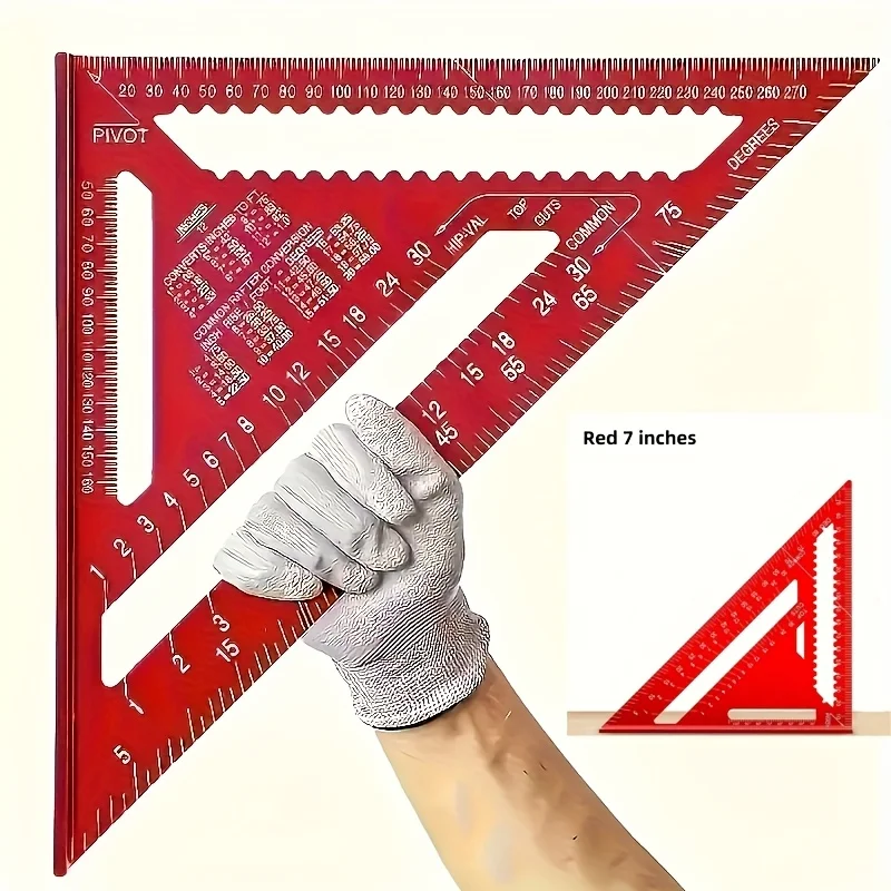 7/12 Inch Precision Aluminum Woodworking Angle Ruler with Serrated Edges, Suitable for Precision Measurement