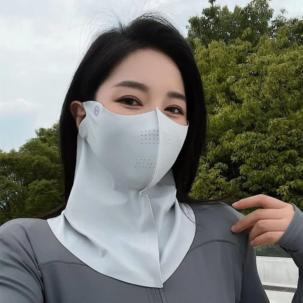 Fashion Ice Silk Sun Protection Mask UPF50+ Breathable Anti-UV Neck Scarf Dustproof Sunscree Sunshade Face Mask Summer