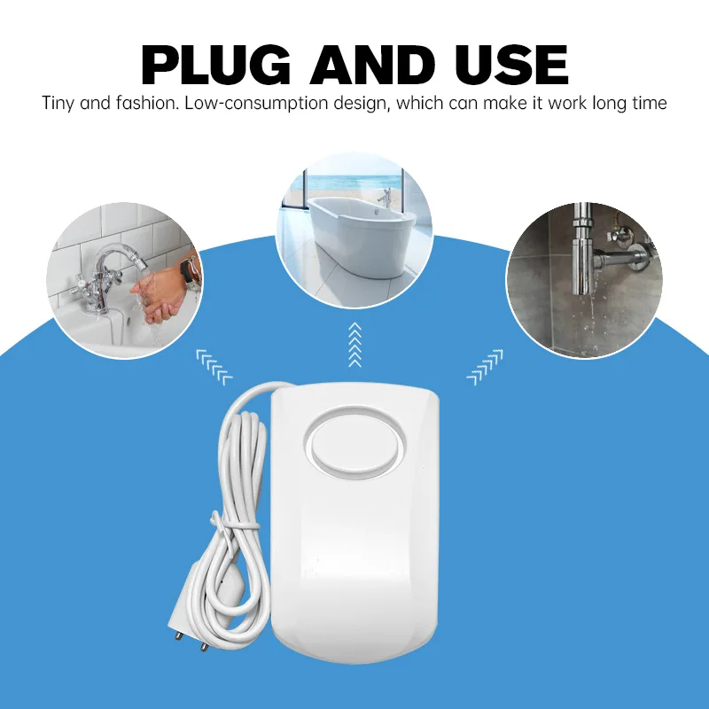 MINI White Water Overflow Detector Wifi Water Leakage Alarm Alert Home Use Flood Sensor Alarm with Cable Home Security System