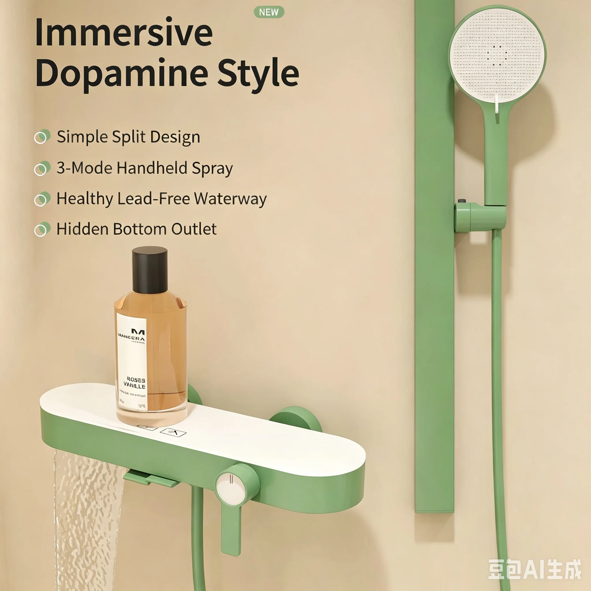 Variou colors Shower Set with Lifting Bar Bathtub Shower Faucet Bathroom Shower Mixer Tap With Lifting Rod 3-function HandShowe view 3