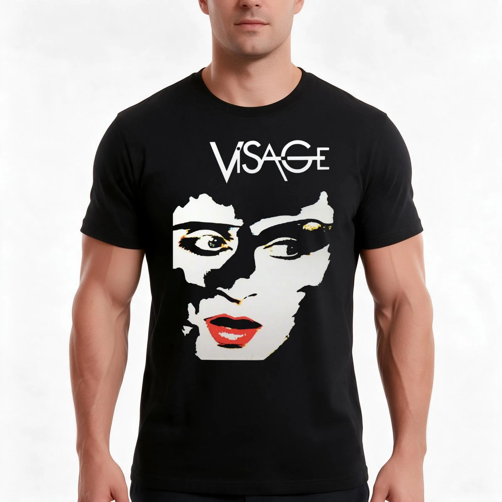 Visage T-Shirt, Summer Casual Cotton Tee, Oversized Streetwear Tops, Vintage Graphic Print, Loose Fit Short Sleeve, 100% Cotton