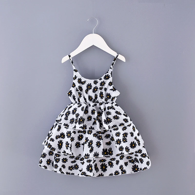 

Summer New Girls' Halter Dress Floral Princess Dress Cake Dress Sleeveless Birthday Party Dress Promotion for Girls 0-3 Years