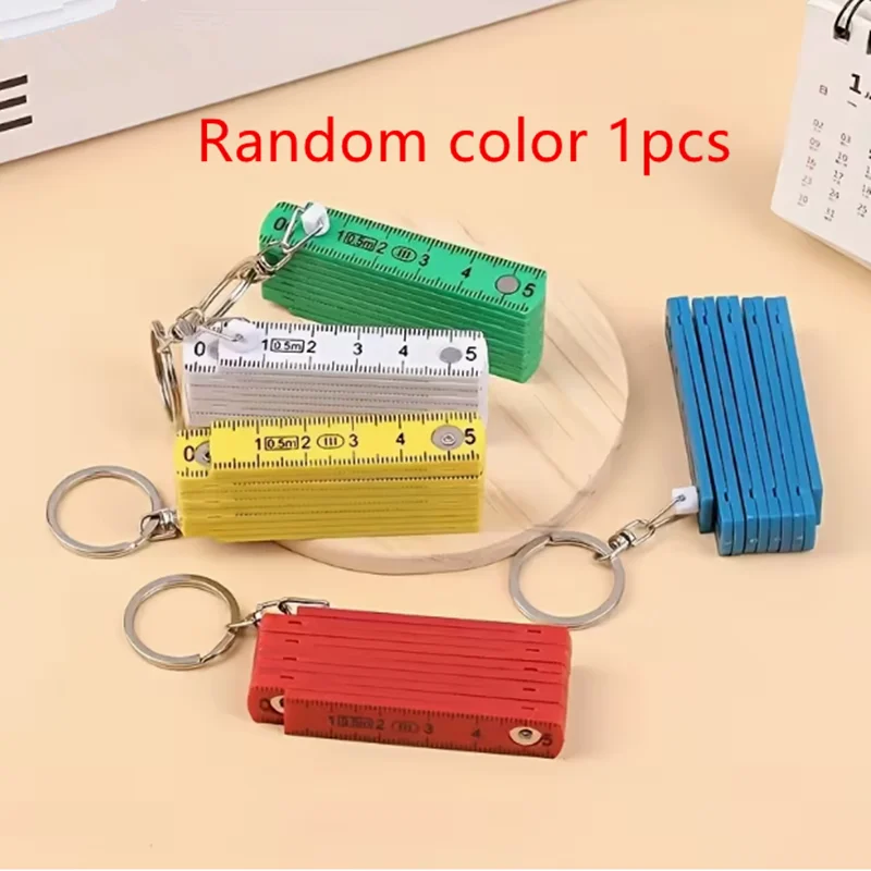 Multi-functional folding ruler, 50cm / 19.69inch, 10-fold with keychain multi-purpose folding ruler for drawing tools