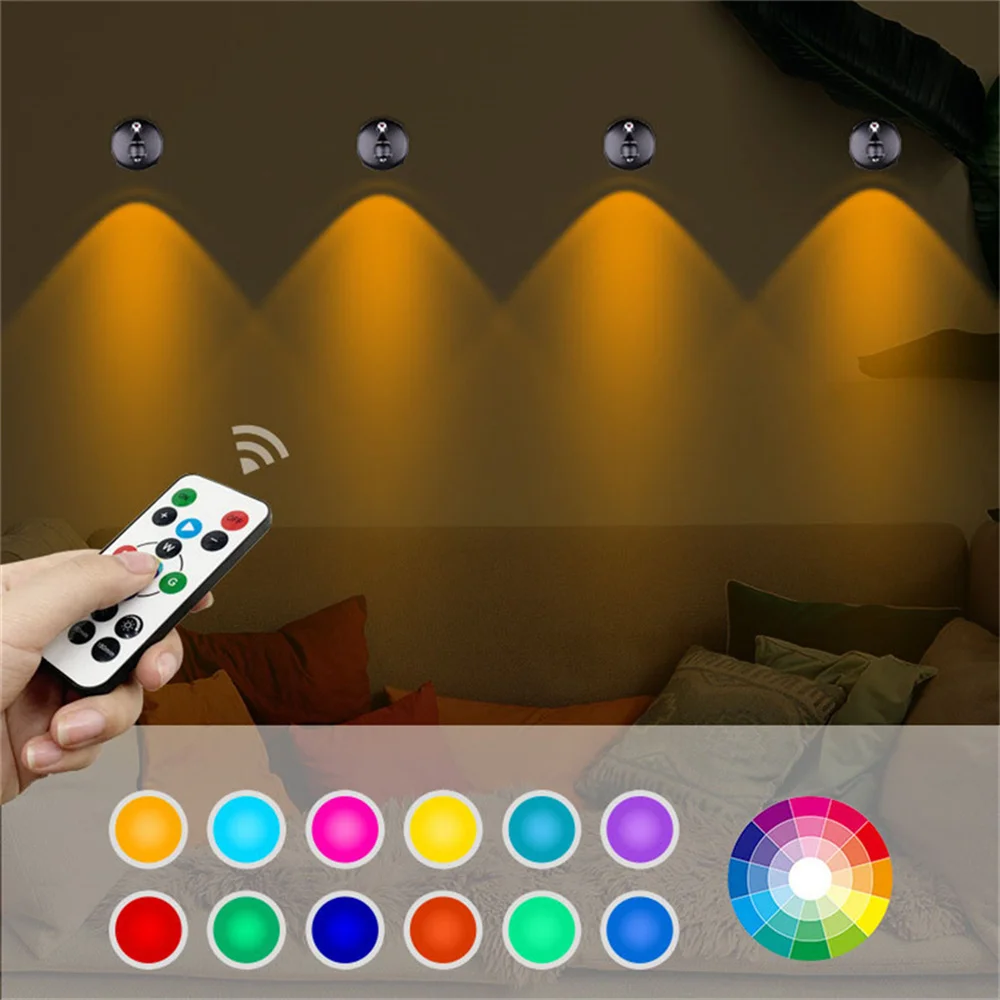 RGB Color Led Spotlight & Remote Controller & Timer Indoor Bedroom Decoration for Party,New Year,Holiday