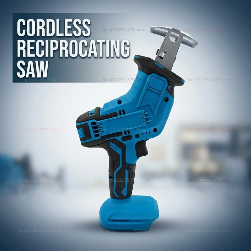 Cordless Electric Reciprocating Saw Handheld Power Tool for Wood Metal Pipe Cutting Outdoor DIY Construction No Battery Included