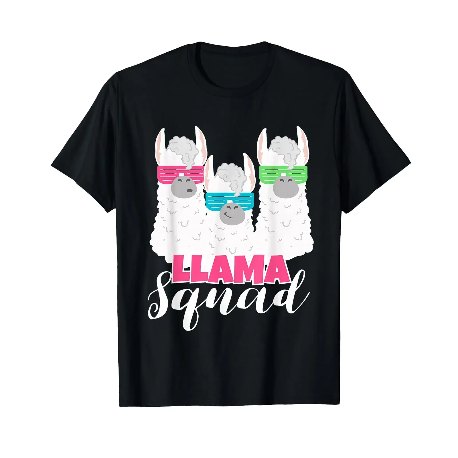Cute Llama Squad T Shirt Retro 80s Style  vintage Washed Slightly Stretched Top For Everyday Wear Casual Soft homme Stylish