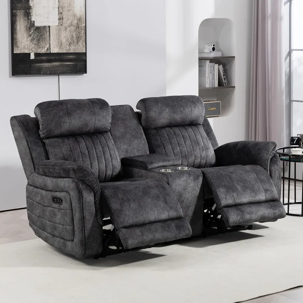 

Zero Gravity Power Reclining Loveseat With Adjustable Headrest, Power Reclining Loveseat With Console, Power Loveseat