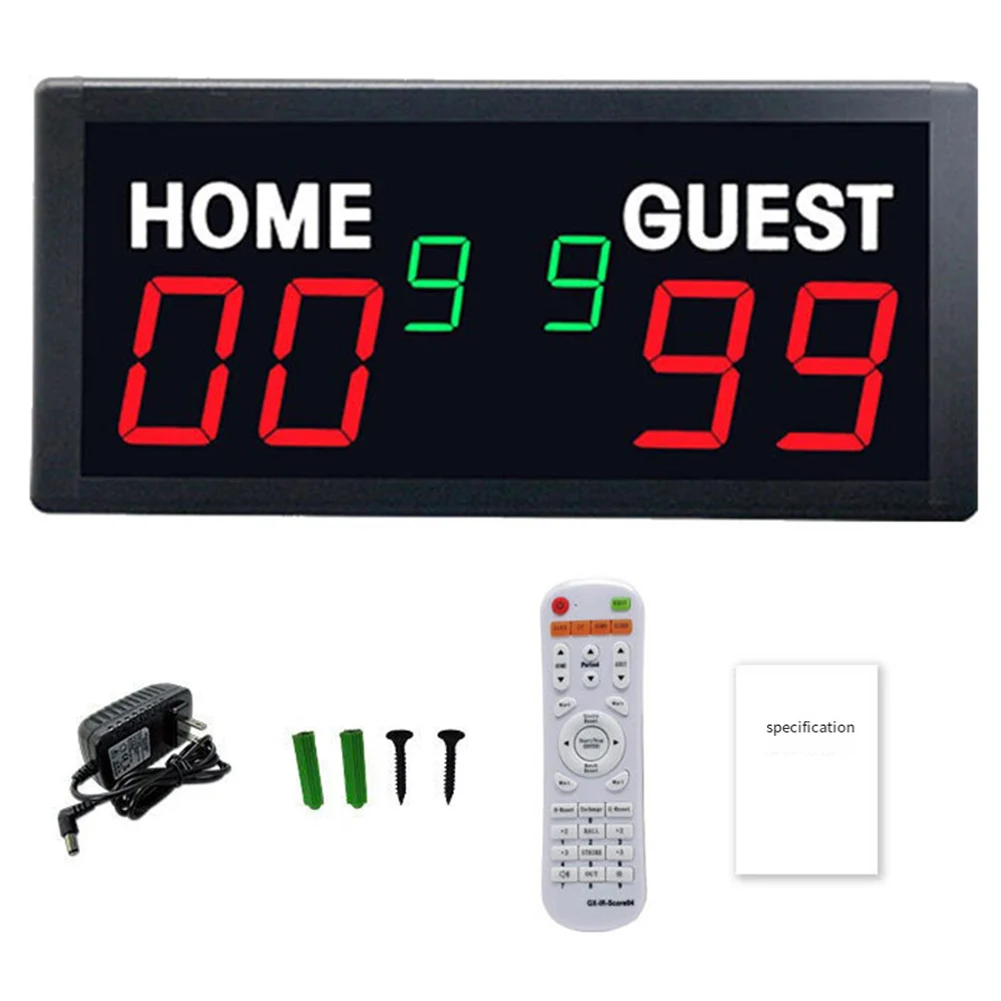 

1pc Football Basketball Electronic Scoreboard Digital Scorer LED Scoreboard 25.4x12x3.5cm Super Bright Display US Plug 750g