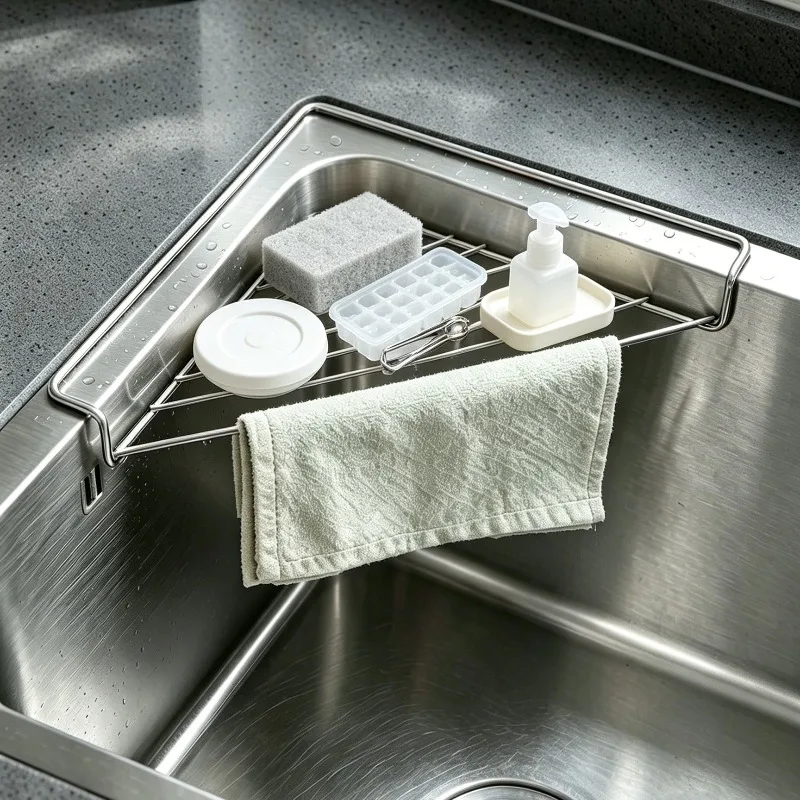 Sink Drain Basket Stainless Steel Wall Storage Shelf Fruit Vegetable Washing Dish Drying Rack Home Organizer Kitchen Accessories