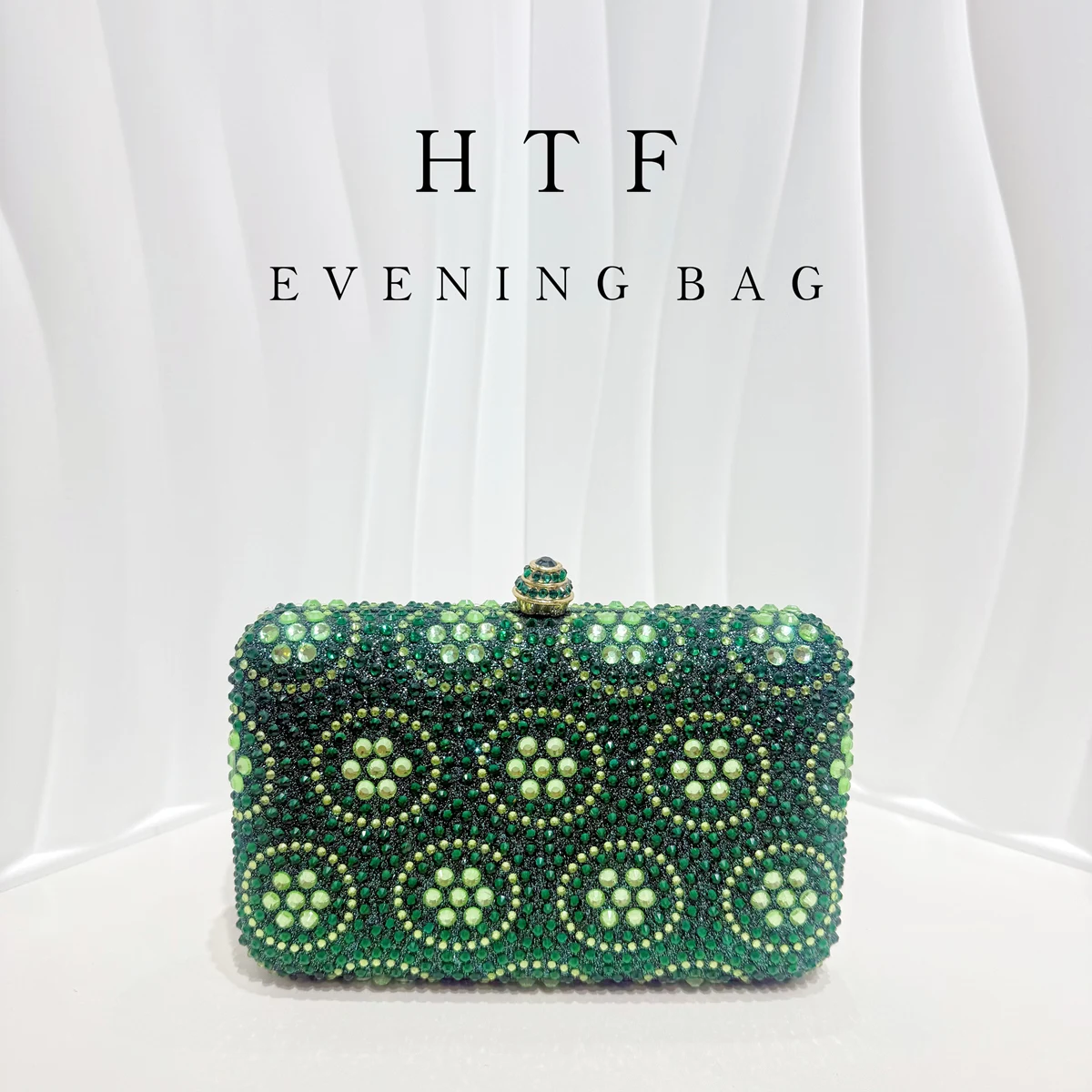 

Shinny Diamond Evening Bag Women's Exquisite Sparkling Party Box Green Handbag with Crossbody Chain Fancy Clutch Bags Wholesale