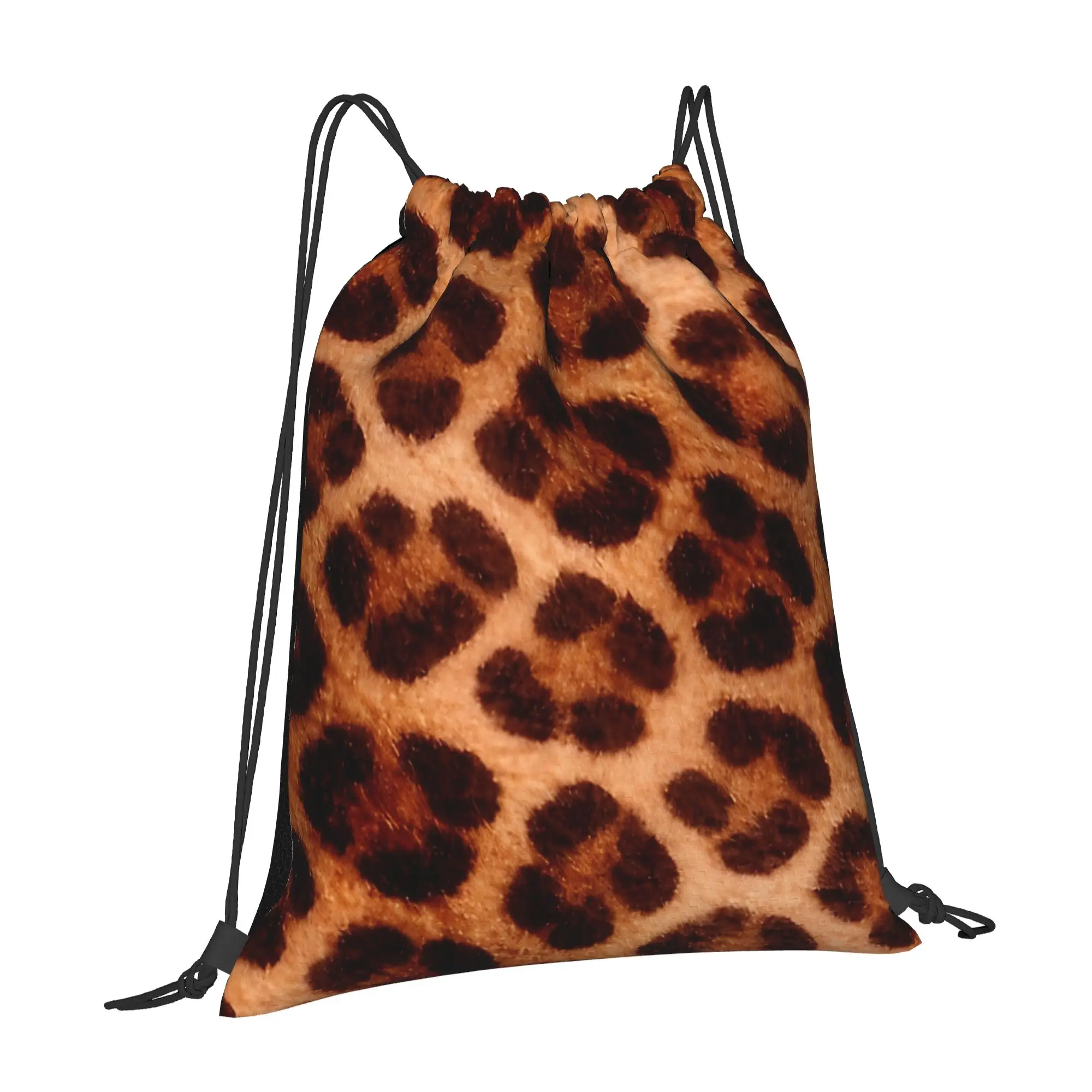 Charcoal Leopard Print Dark Animal Pattern Multi-function  Men Women Storage Backpack Teenager Travel Bag Print Drawstring Bags