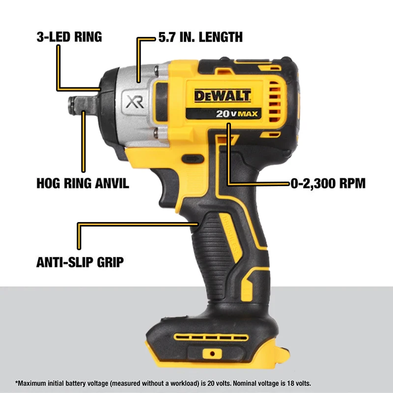 Dewalt Dcf880 Draadloze Slagmoersleutel 20V Originele 2300Rpm Oplaadbare 13Mm Elektrische Lithium Batterij Sleutel 203nm Elektrisch Gereedschap